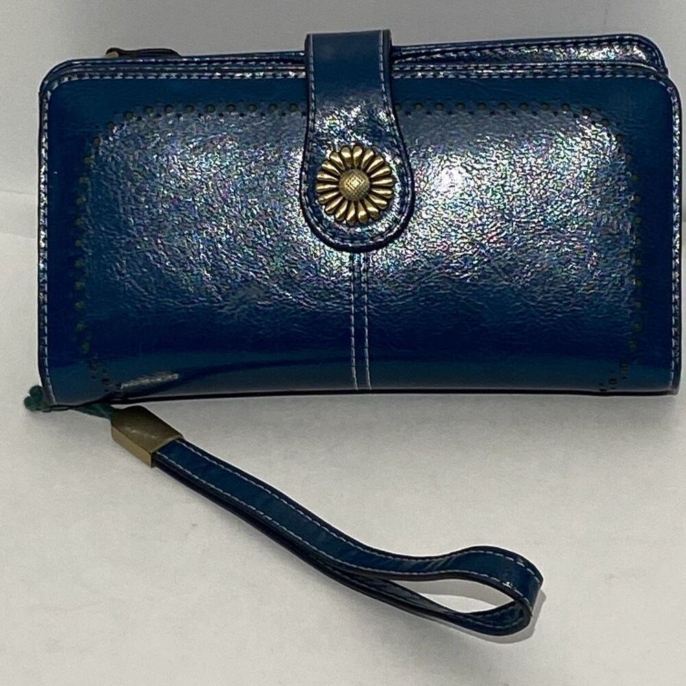 Sendefn Women's Blue Card and Coin Wristlet Wallet Size 4 X 7.5